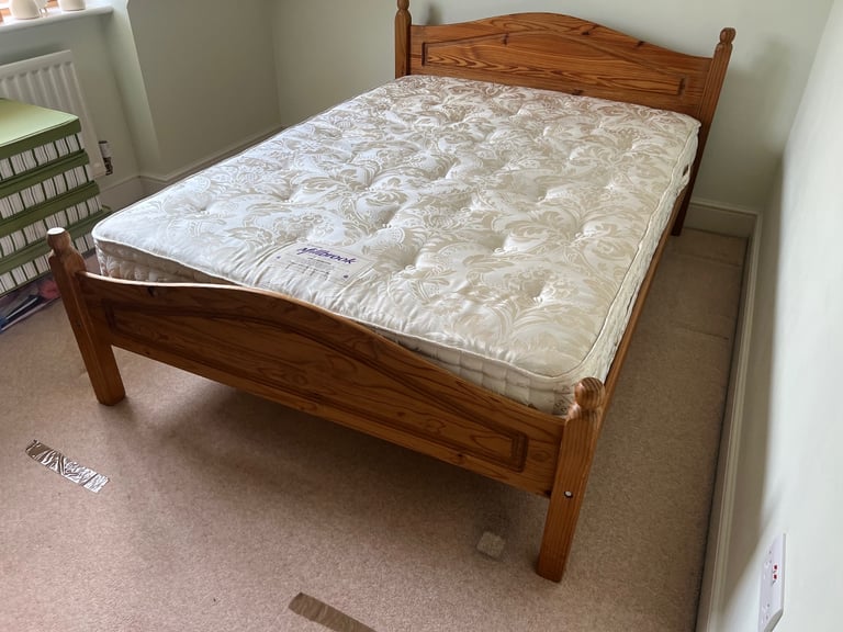 DOUBLE PINE BED FRAME & MATTRESS. CAN DELIVER