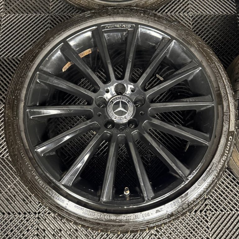 19" GENUINE MERCEDES AMG C CLASS W205 BLACK TURBINE ALLOY WHEELS TYRES ALLOYS