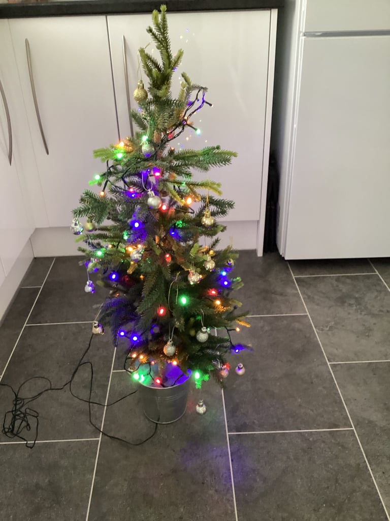 Next Christmas tree with baubles and lights total height 3 feet 