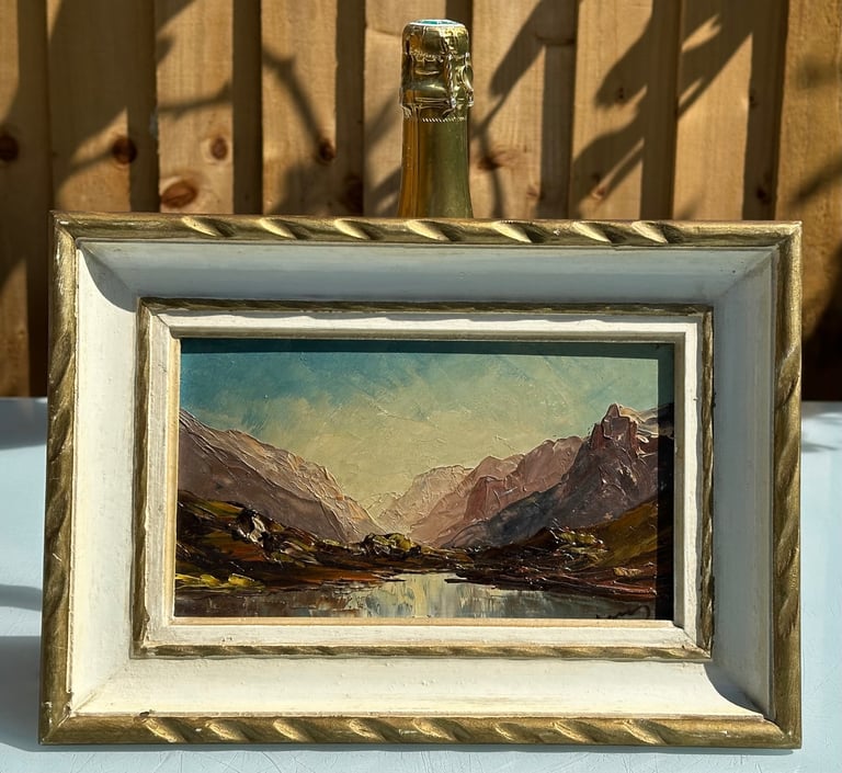 image for ANTIQUE FRENCH OIL PAINTING, OIL ON BOARD LANDSCAPE, SIGNED, FRAMED, 34x24cm - 1900s - WILL POST!