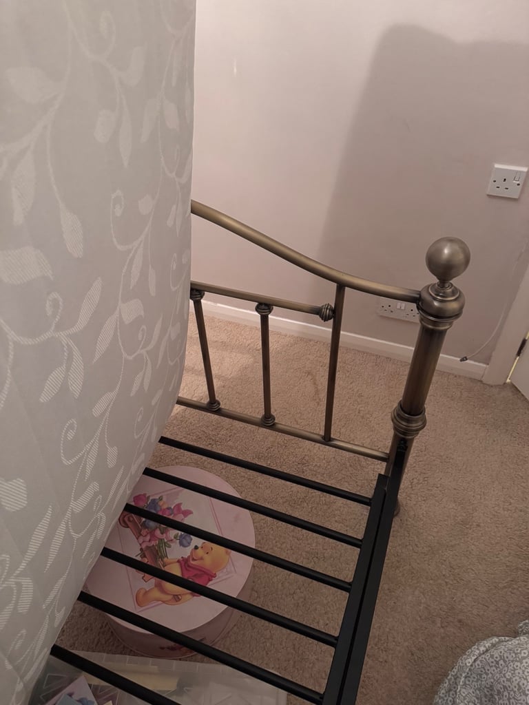 Antique brushed Gold double Bed frame & mattress