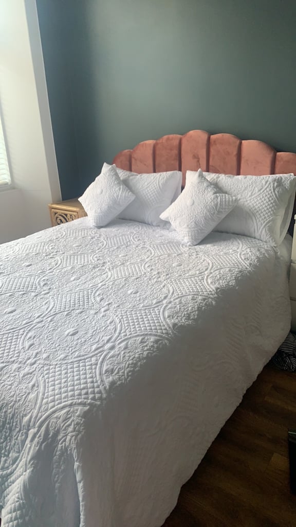 image for Pink velvet king size bed 