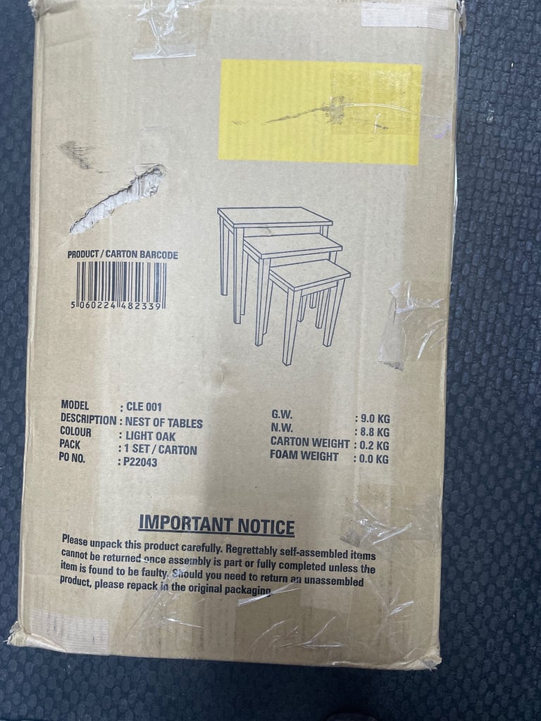image for Tables set of 3 new in Box 