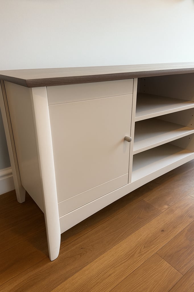 Cream & Oak-Effect TV Stand – Immaculate Condition – Collection or Local Delivery