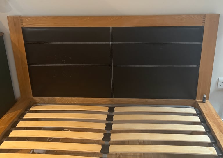 Solid Wood Double Bed Frame and Headboard 
