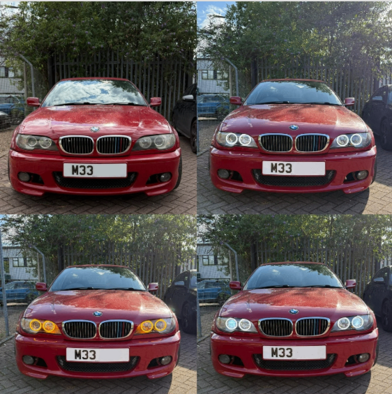 Genuine BMW E46 Headlights Coupe Convertible Facelift with W/Y Switch Angel Eyes