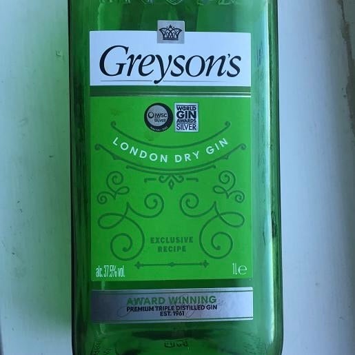 12 Greysons London Dry Gin empty 1 litre Bottles
