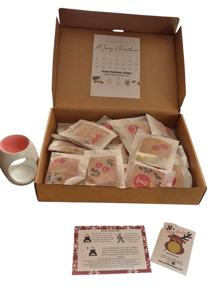 image for New wax melts advent calendar, 25 pouches. Includes ceramic wax melt burner.