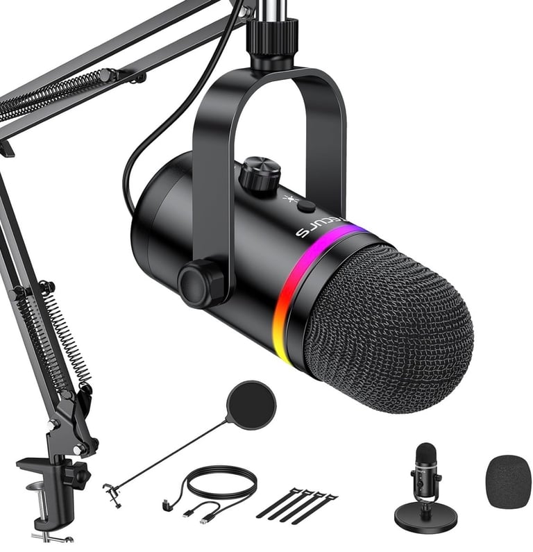 image for Mic with stand podcast streaming high quality as new gaming Tecurs Mr03 RGB