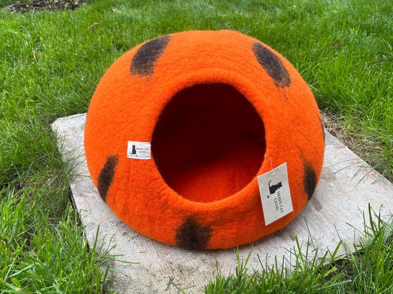 Shady Cat Caves Handmade Felt Cat Bed/Cave Tiger Print Cave 