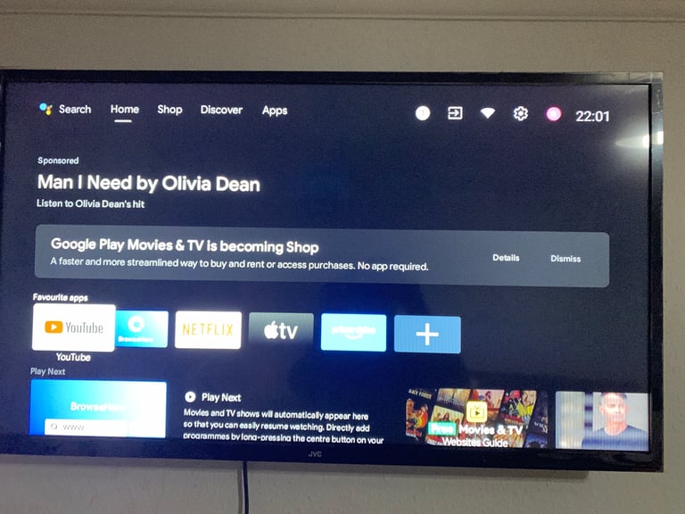 43” TV with wall mounting bracket