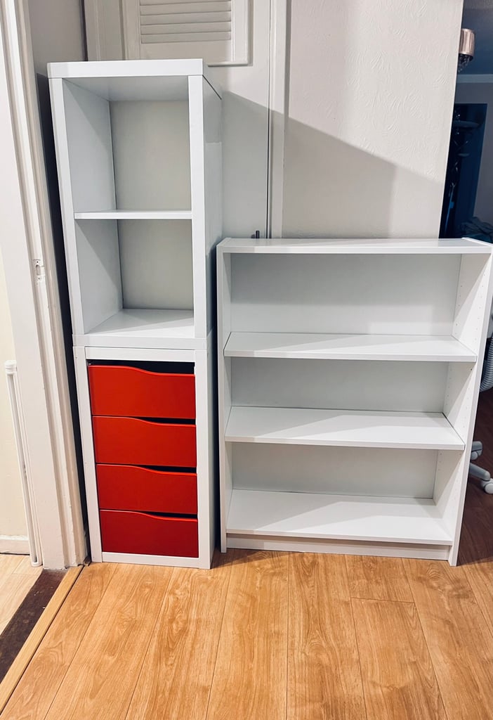 3X IKEA White Shelving Units Kallax 1X2 Billy Bookcase Drawers Storage