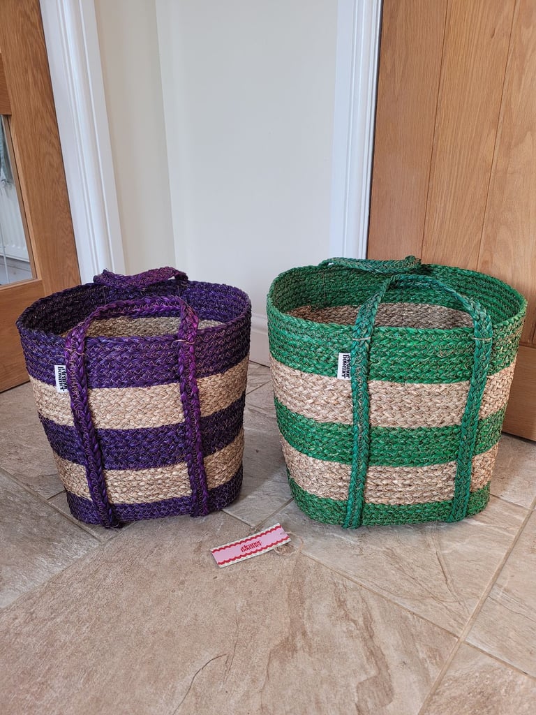 image for Set of 2 Rattan Seagrass Baskets