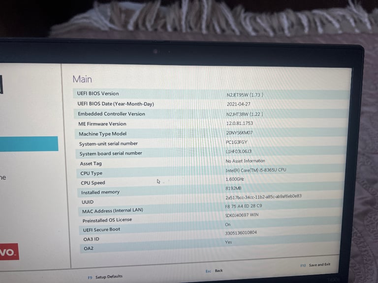 Lenovo thinkpad T490s
