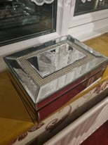 Large Mirror Jewellery box with encrusted diamond feature 