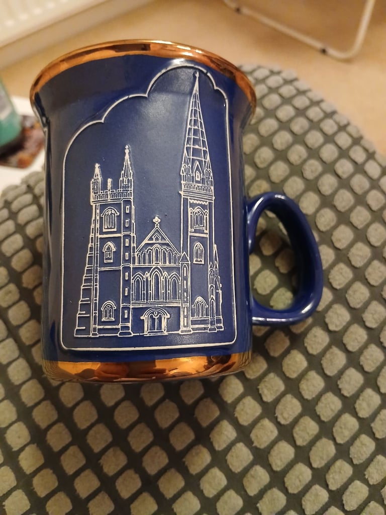 Blue llandaff cathedral mug. New 
