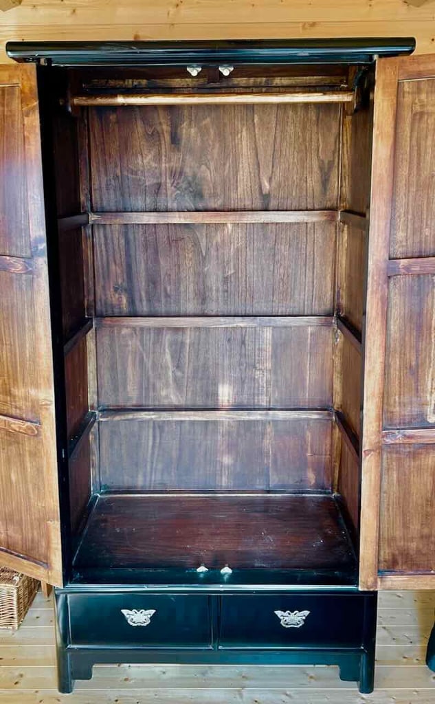 Chinese Black Lacquered Wardrobe