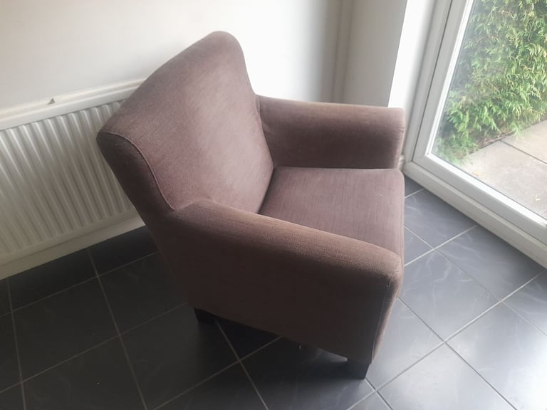 Ikea Large Dark Brown Fabric Armchair . 