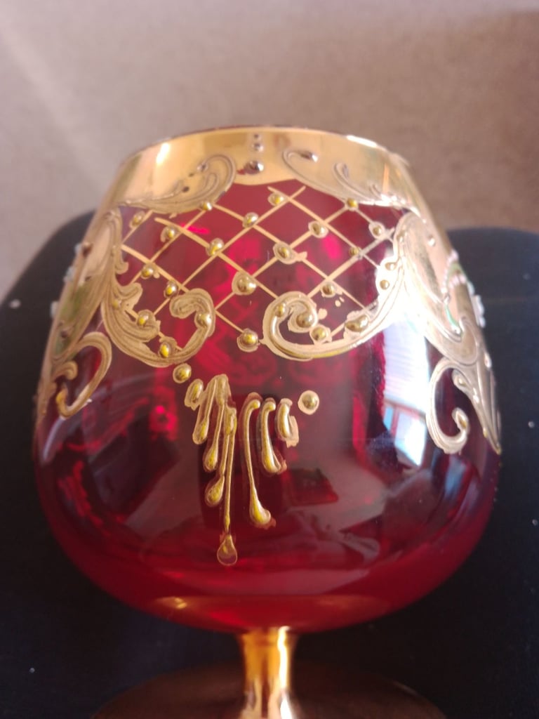 Czech bohemian large balloon brandy glasses