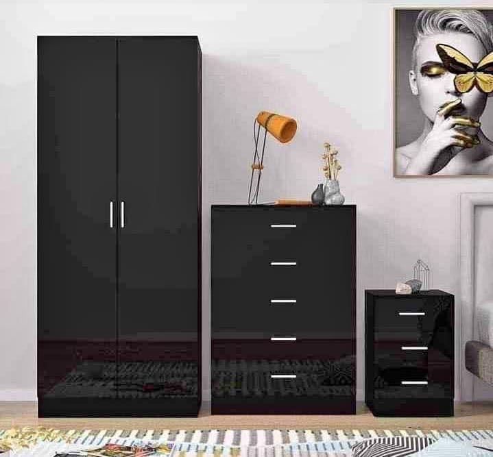 Modern Bedroom Furniture. Bedroom Suit Includes Bedside Tables, Chest of Drawers and Wardrobes
