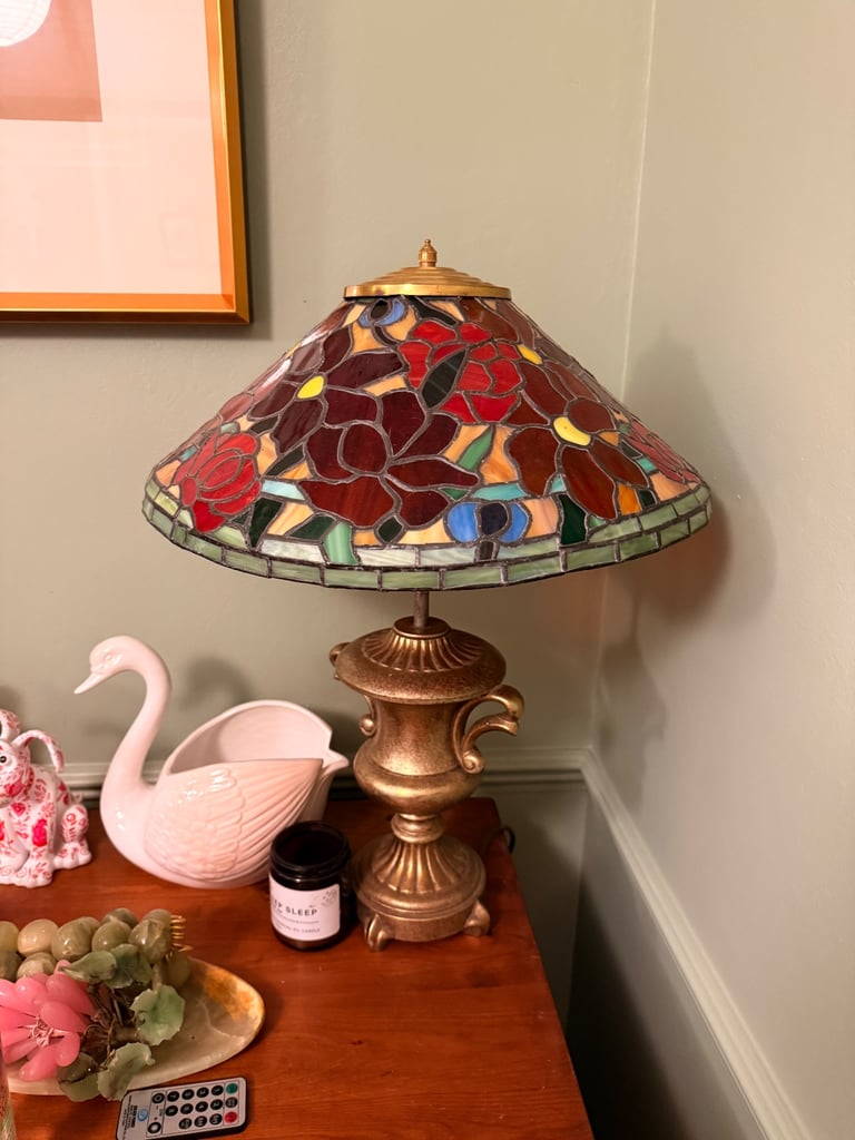image for Stained glass lamp gold base 