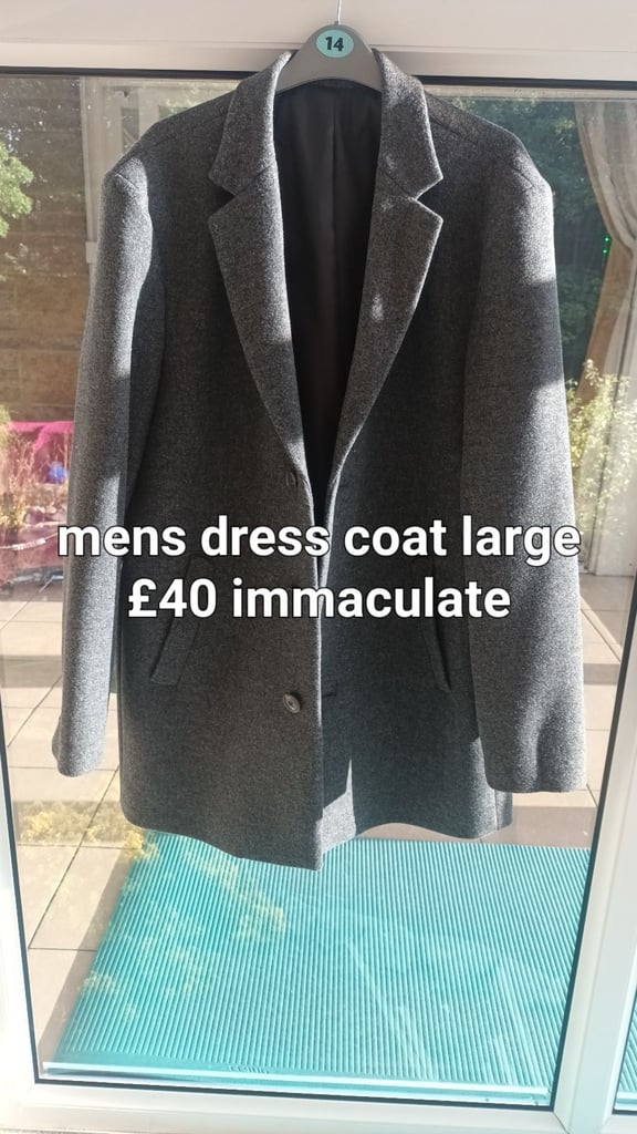 image for As new mens grey dress coat large
