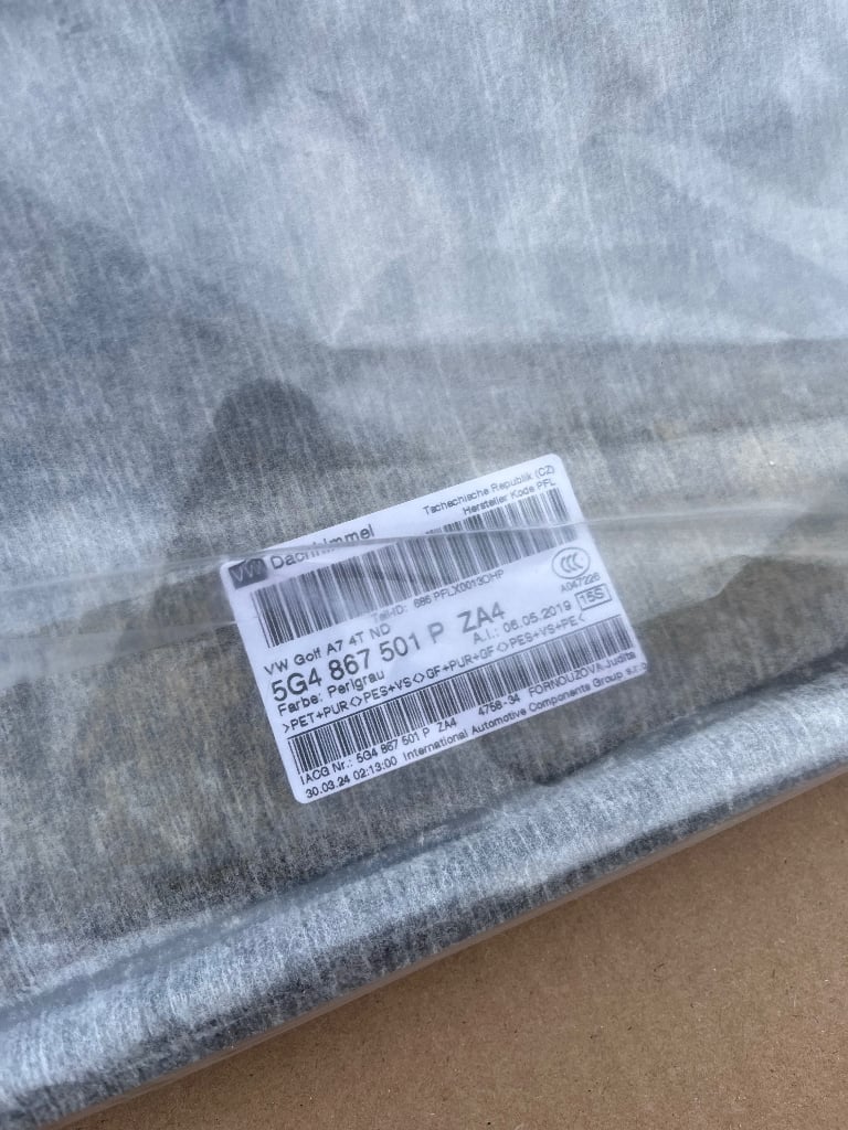 VW Golf MK7 Roof Headliner Pearl Grey 5G4867501PZA4 NEW
