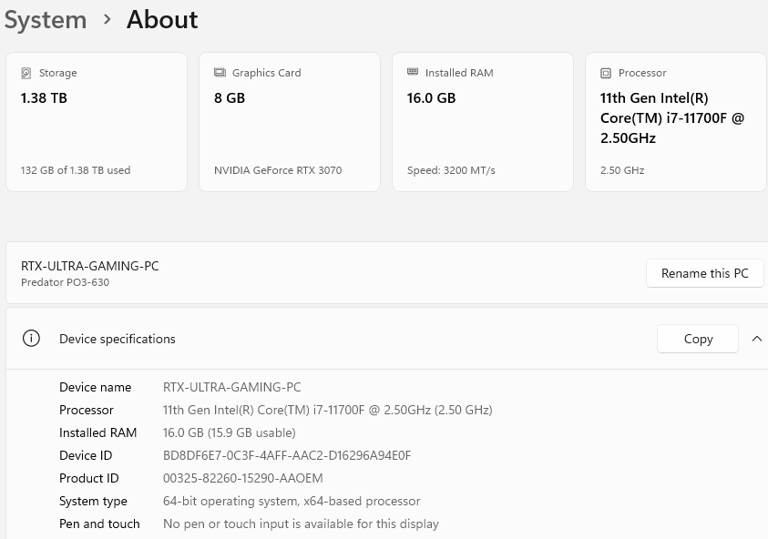 GAMING PC BARGAIN i7 11700F RTX 3070 STORAGE 1.5TB RAM16GB COMPUTER WORKSTATION SERVER DESKTOP WIN11