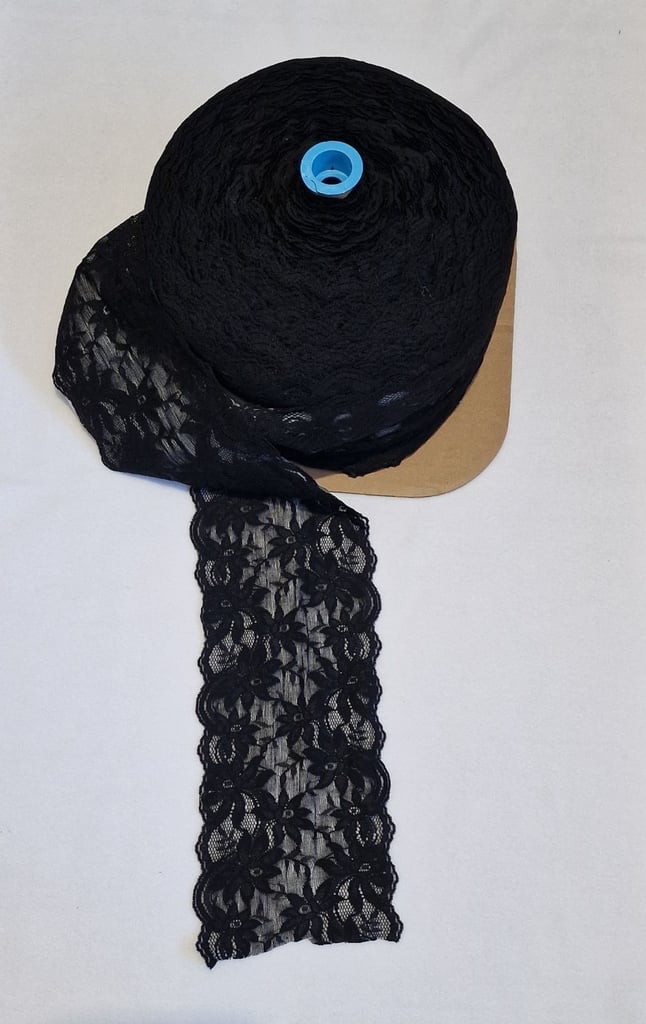 image for Pretty Foral Lace Ribbon Trim,14CM Wide 45.72 m long,Black Bridal/Sewing/Crafts/Edging etc