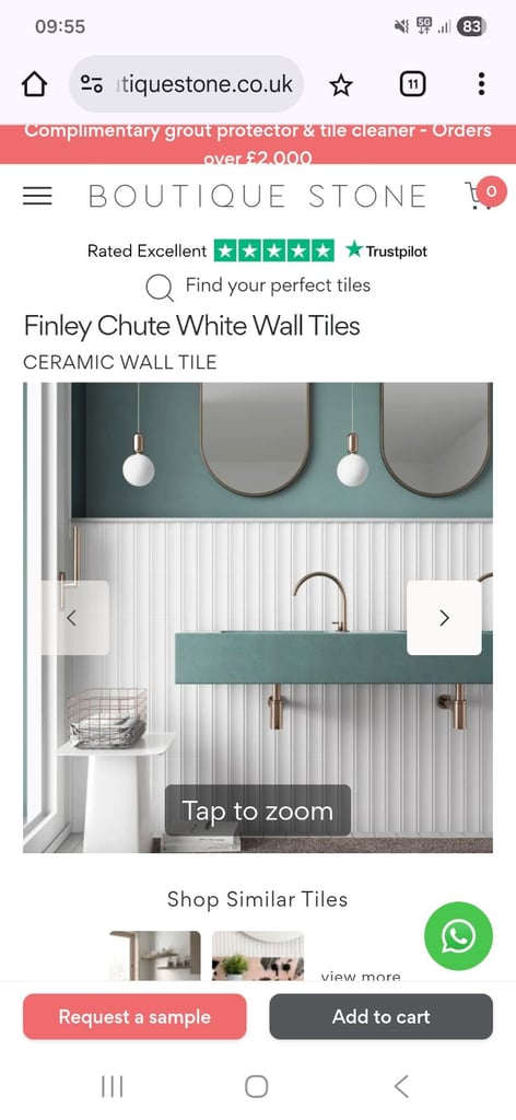 Finley Chute white concave ceramic wall tiles - Boutique Stone
