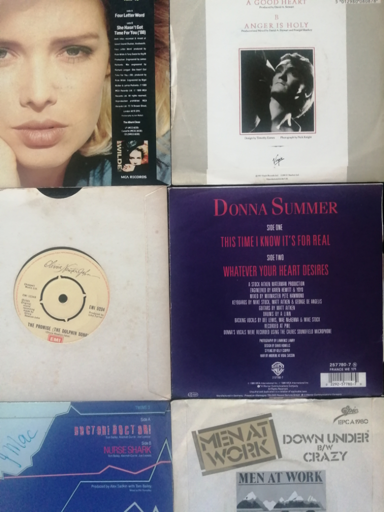 1980's Original Collection of 10 Vinyl Singles 45 r.p.m