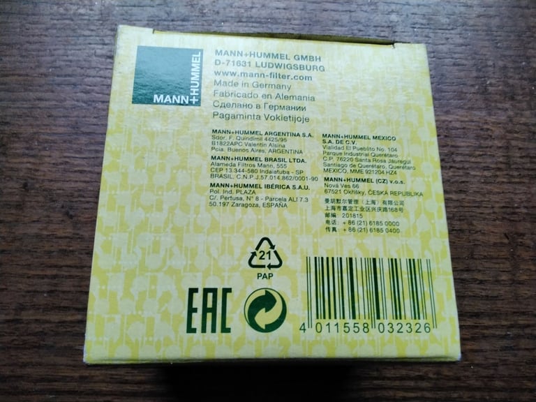 MANN FILTER HU 6006z for DAIHATSU, SUBARU and TOYOTA, Oil Filter.