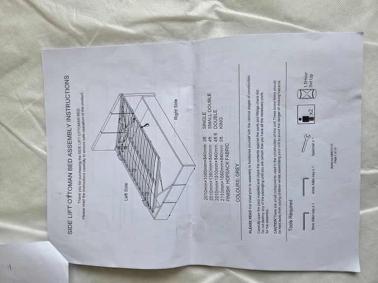 image for  Single storage ottoman bed with matress