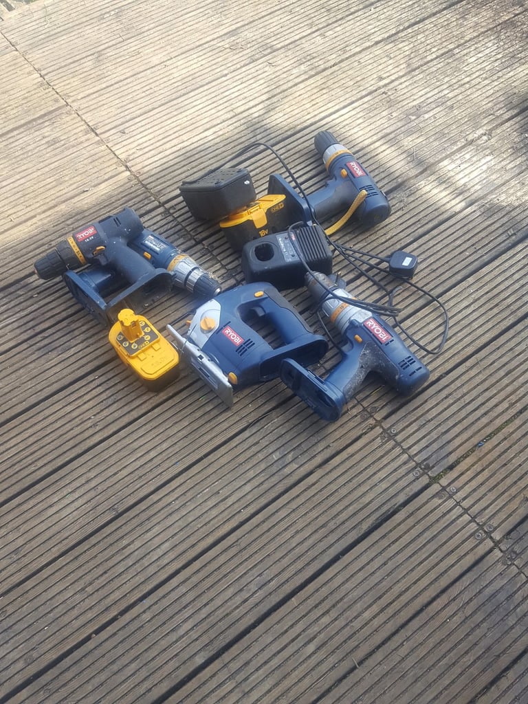 image for job lot ryobi assortment of drills & jigsaw