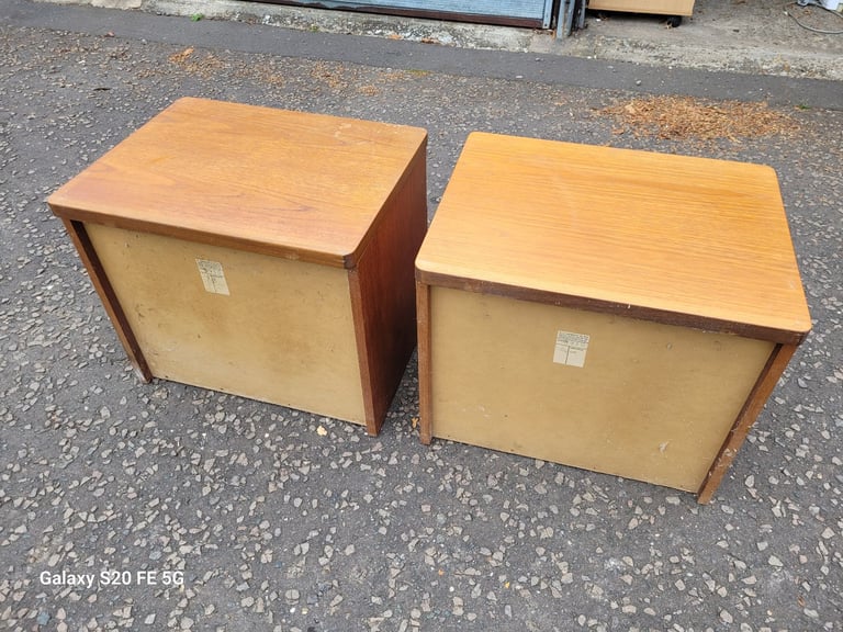 Matching pair of vintage Stag bedside drawers, delivery available 