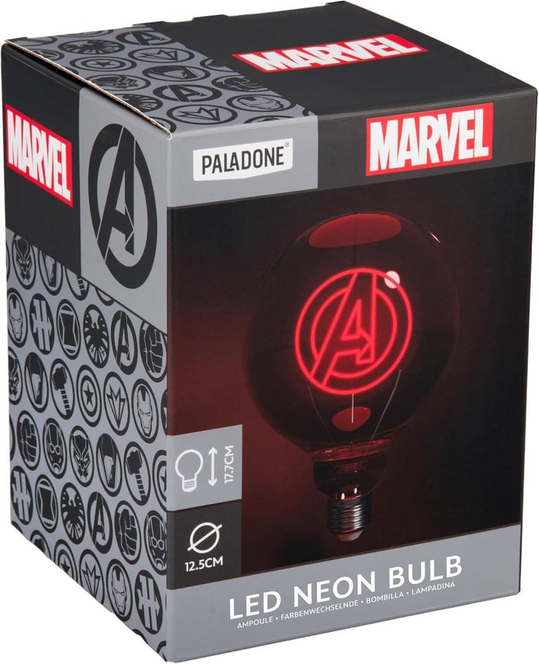 image for new in packaging - Paladone Marvel Avengers Decorative LED Neon E27 Screw Bulb