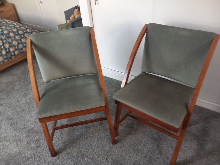 2 newly upholstered art deco chairs. Originally from Harrods.