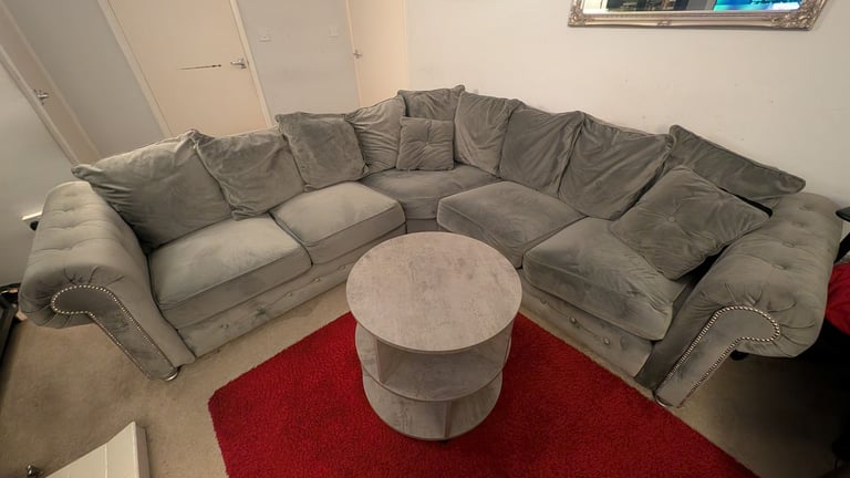 image for Grey crushed velvet Corner sofa