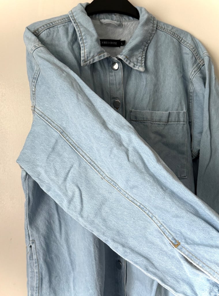Cameo Rose oversized denim jacket, Large