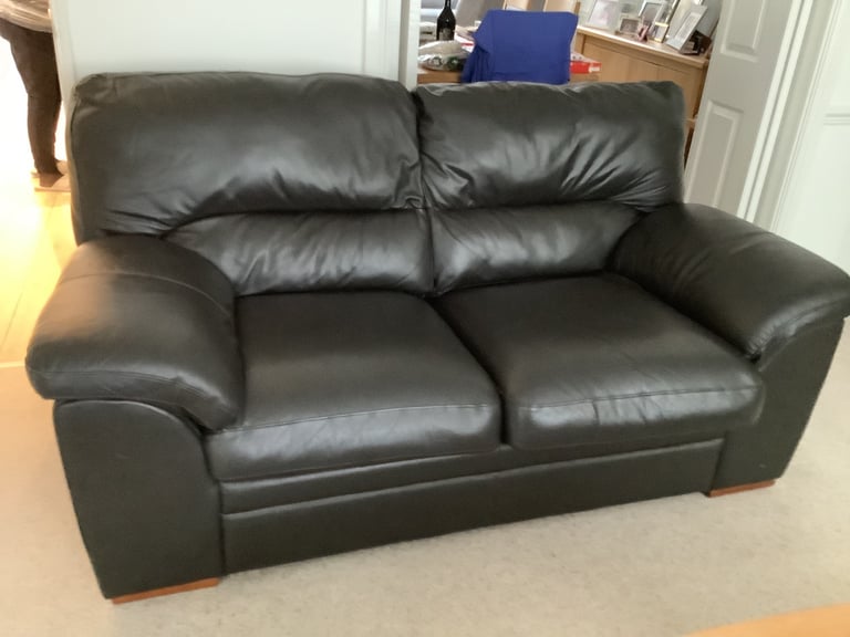 Three seater and two seater leather settees 