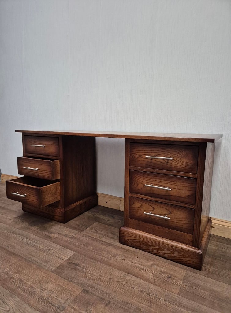 SOLID OAK Desk Office Desk Computer Table Writing Table Pedestal Desk 