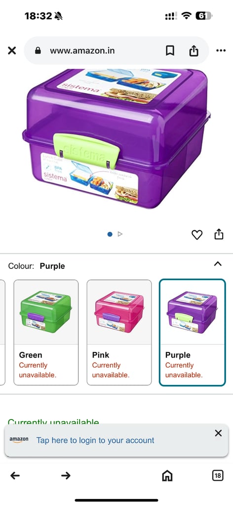 Sistema Lunch Box Cube Shaped, 1.4 litres, Purple (with a gift)
