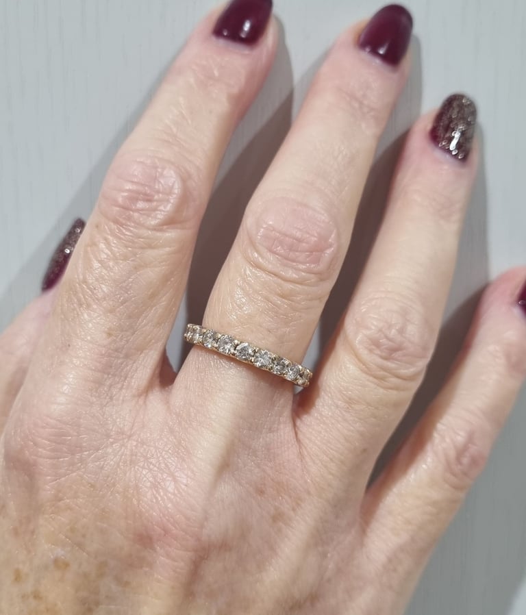 Gold 14ct Diamond full Eternity ring. 
