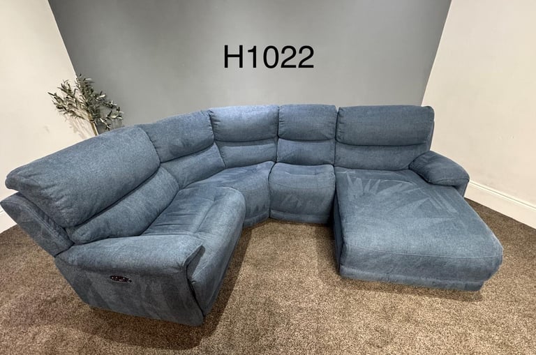 SCS Blue Demin Power Recliner & Chaise  With Adjustable Headrest  £495 Free Local Delivery