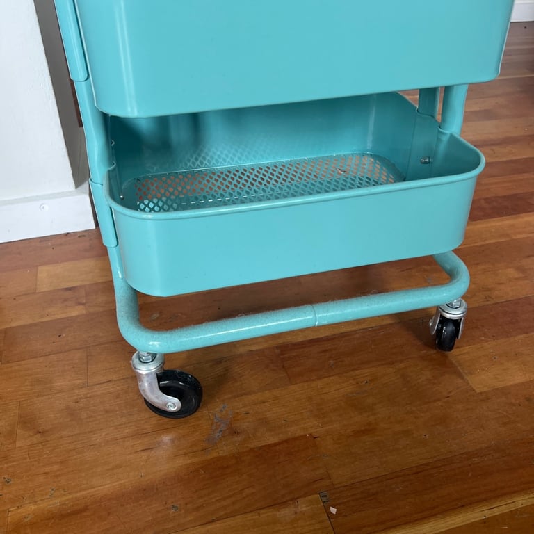 IKEA Raskog Trolley Shelf Set 3-Shelf - Small - Blue/Green Used