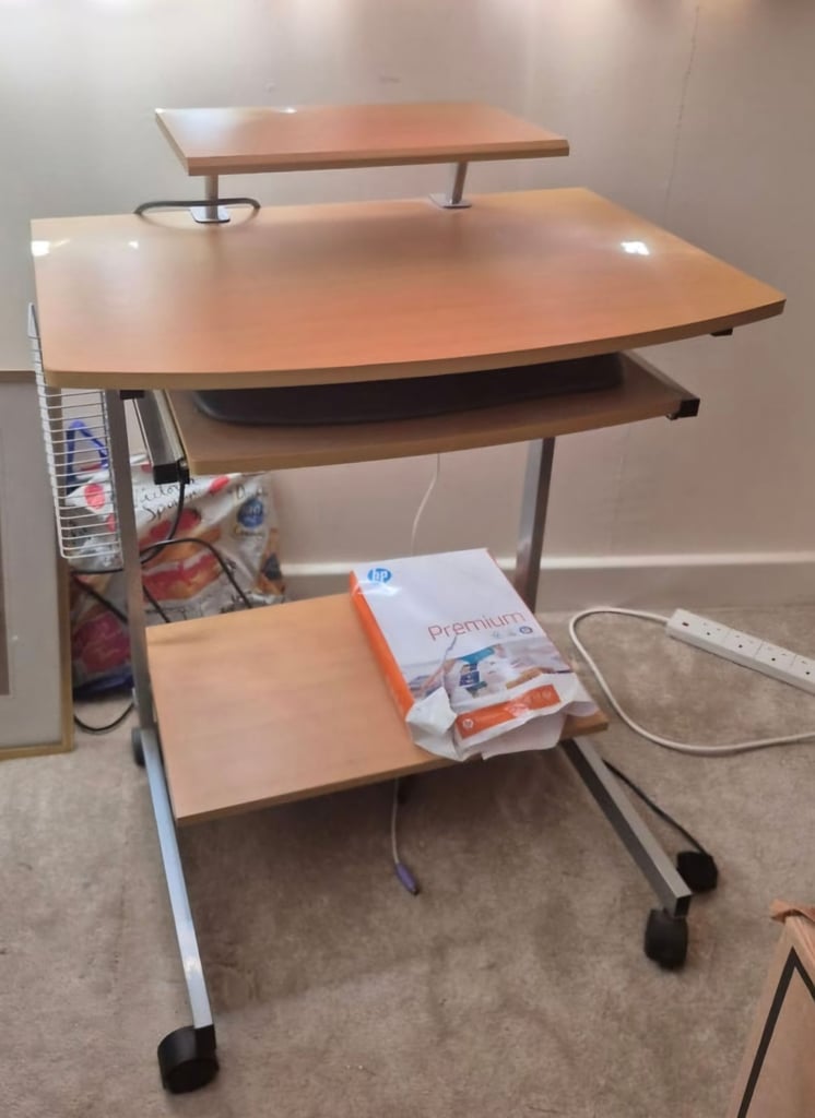 Like New Computer Desk With Shelves And Pull Out Keyboard Shelf.