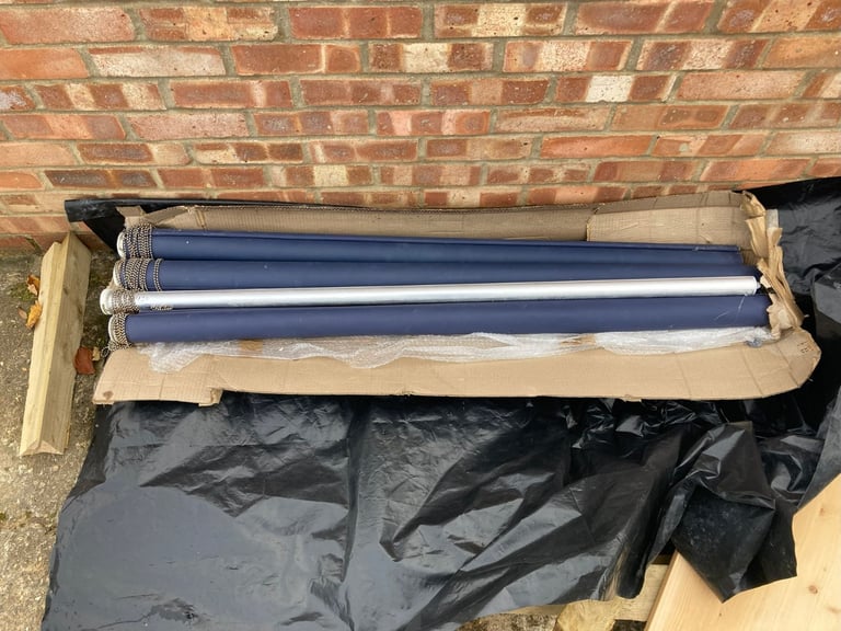 FREE blackout blinds, navy blue, long drop (approx 2-3m)