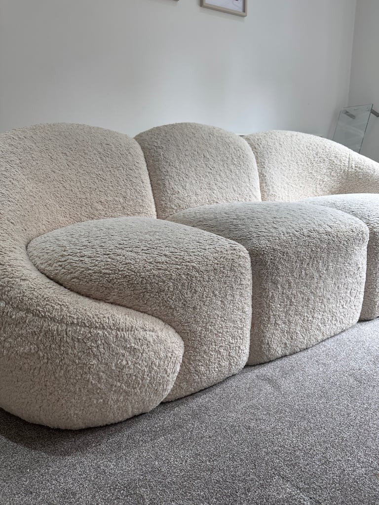 Boucle Cream cloud 3 seater sofa couch used