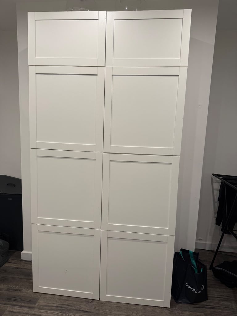 image for IKEA BESTÅ Storage Cabinet – Set of 4 Modules, White with Hanviken Doors