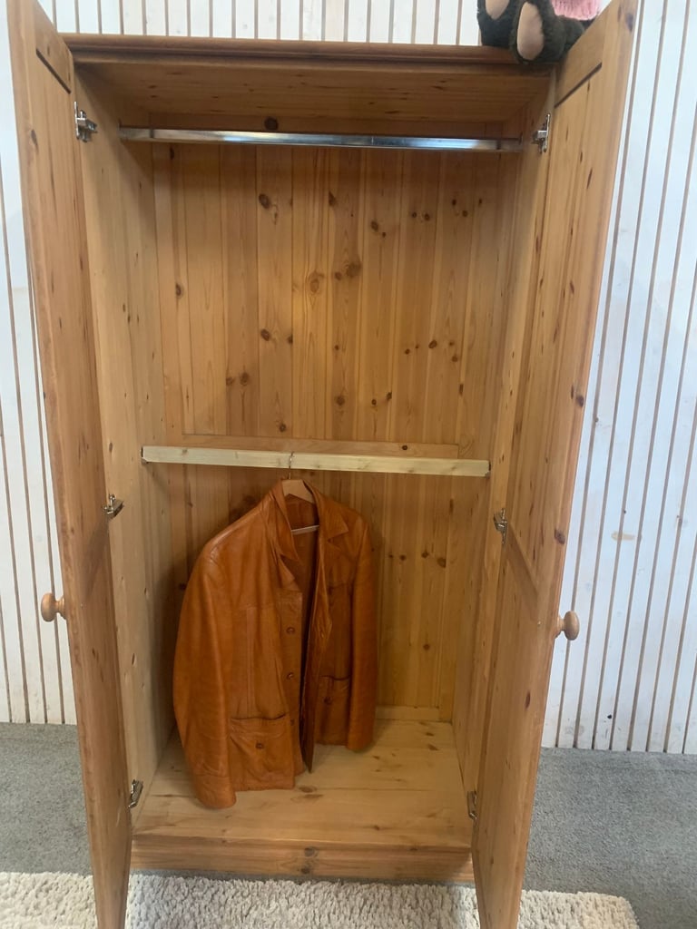 Vintage Double Wardrobe Double Hanging or Full Hanging Two doors and Two Hanging Rails. Solid Pine
